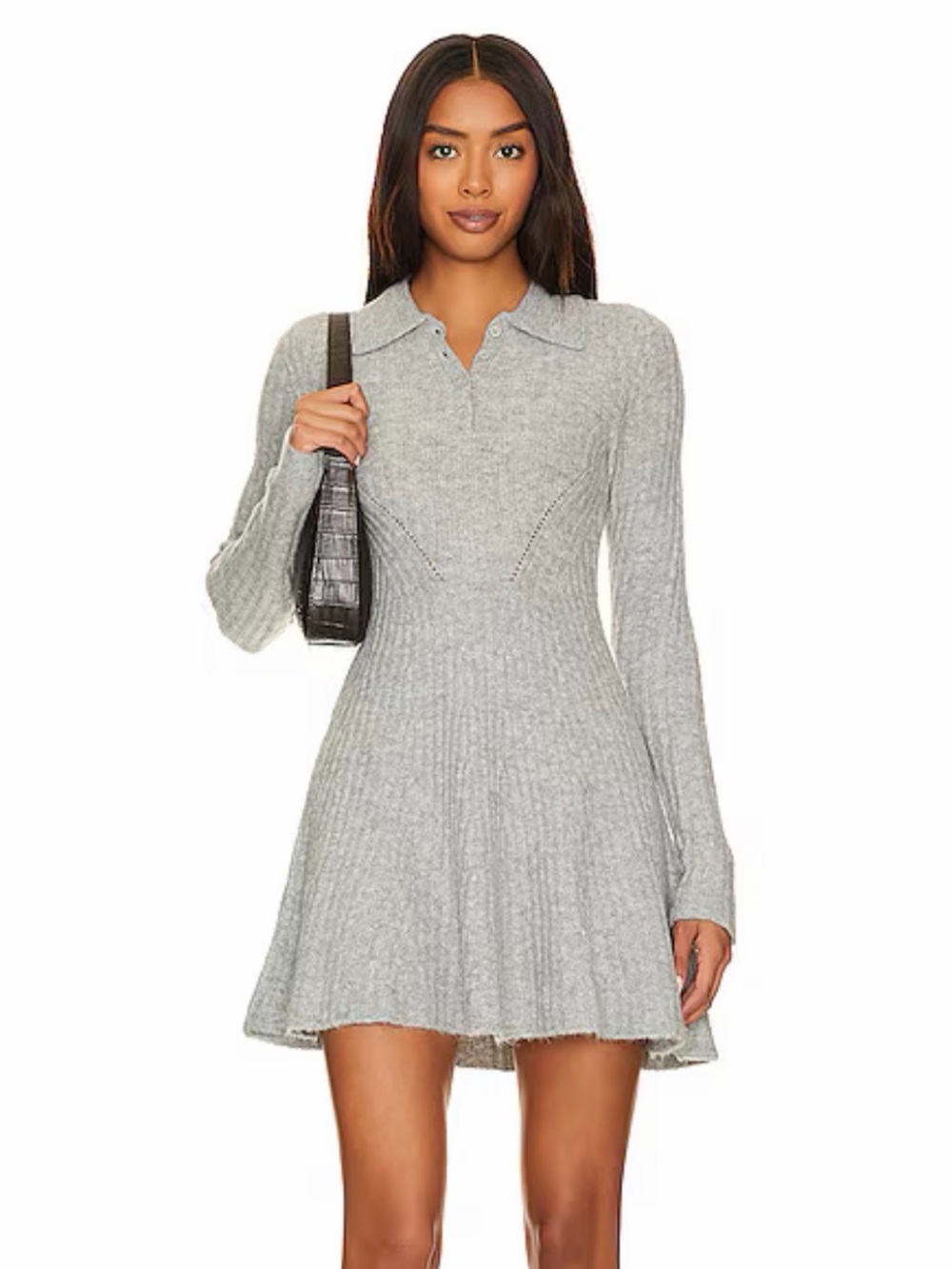 L'Academie Izel Mini Dress in Heather Grey